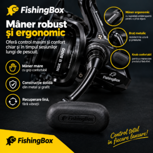 Titlu: Fishingbox NGK2 8000 – Mulineta Crap și Spinning cu 6 Rulmenți Capsulați