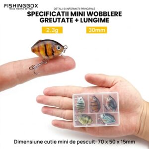 Set 5 Naluci Micro Crankbait Fishingbox 30mm 2.3g – Momeala Artificiala Pescuit Trout Area, Pastrav si Clean